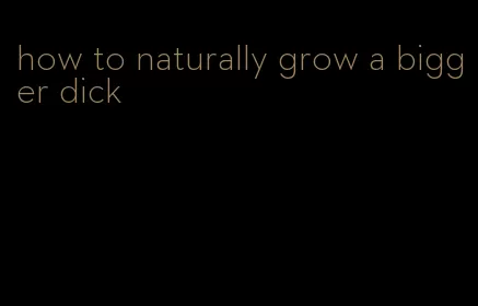 how to naturally grow a bigger dick