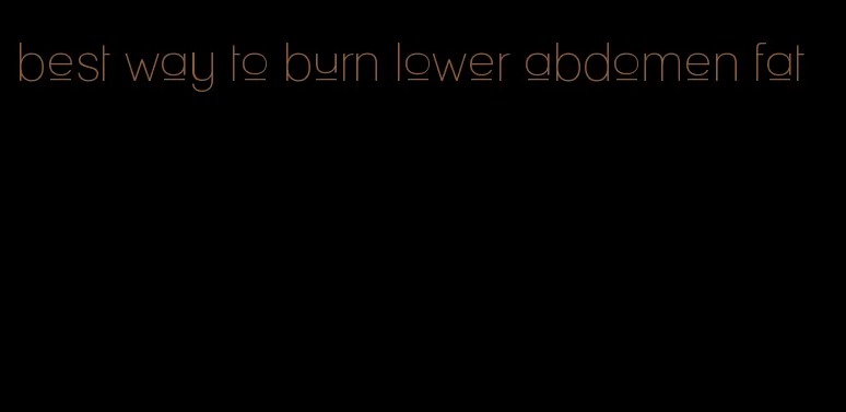 best way to burn lower abdomen fat