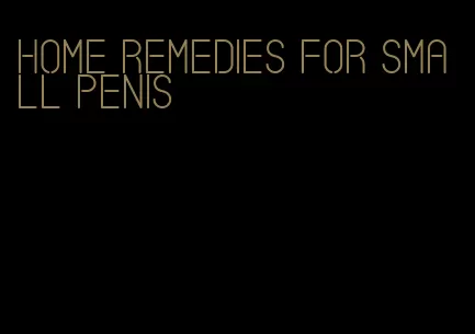 home remedies for small penis