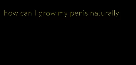 how can I grow my penis naturally