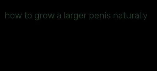 how to grow a larger penis naturally