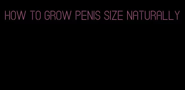 how to grow penis size naturally