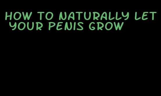 how to naturally let your penis grow