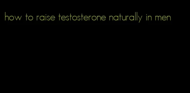 how to raise testosterone naturally in men