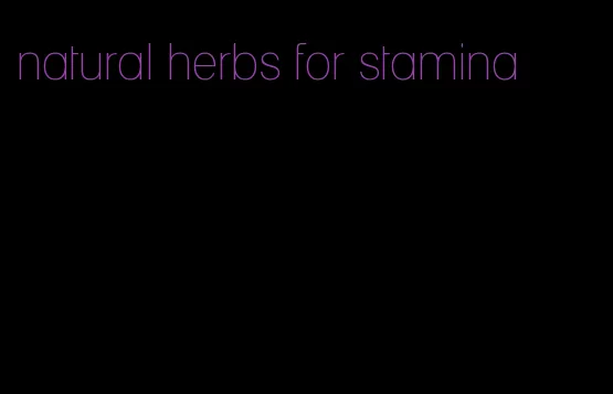 natural herbs for stamina