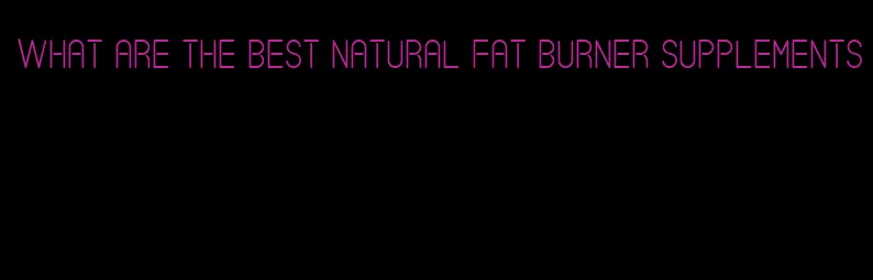 what are the best natural fat burner supplements